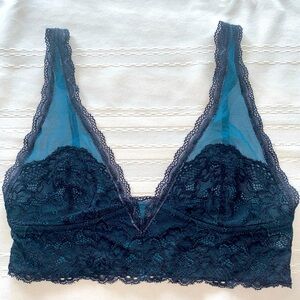 Free People Intimately Kristin Lace Bralette Black/Teal Floral Women’s Small